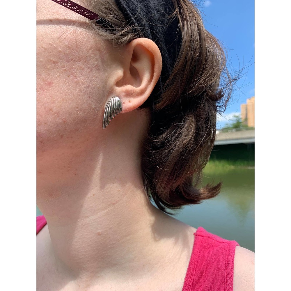 21Vintage Silver Angel Wing Earrings | Vintage Bird Wing Earrings| Wing Earrings - Picture 3 of 4